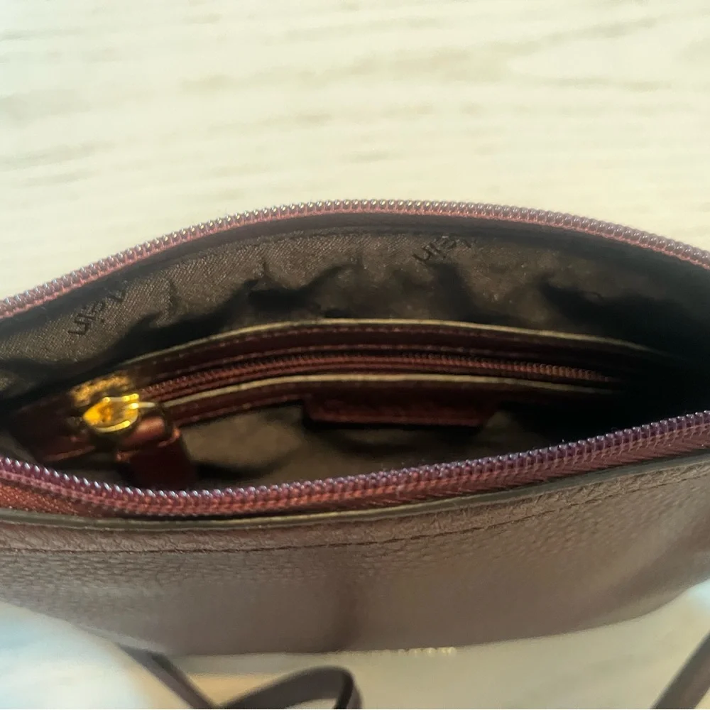 Calvin Klein Burgundy Pebbled Leather Crossbody Bag - Picture 6 of 10